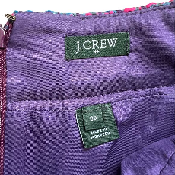J. Crew Boucle Tweed Purple Pink Blue Gray Lined Wool Blend Zip Mini Skirt sz 00 - Picture 4 of 8